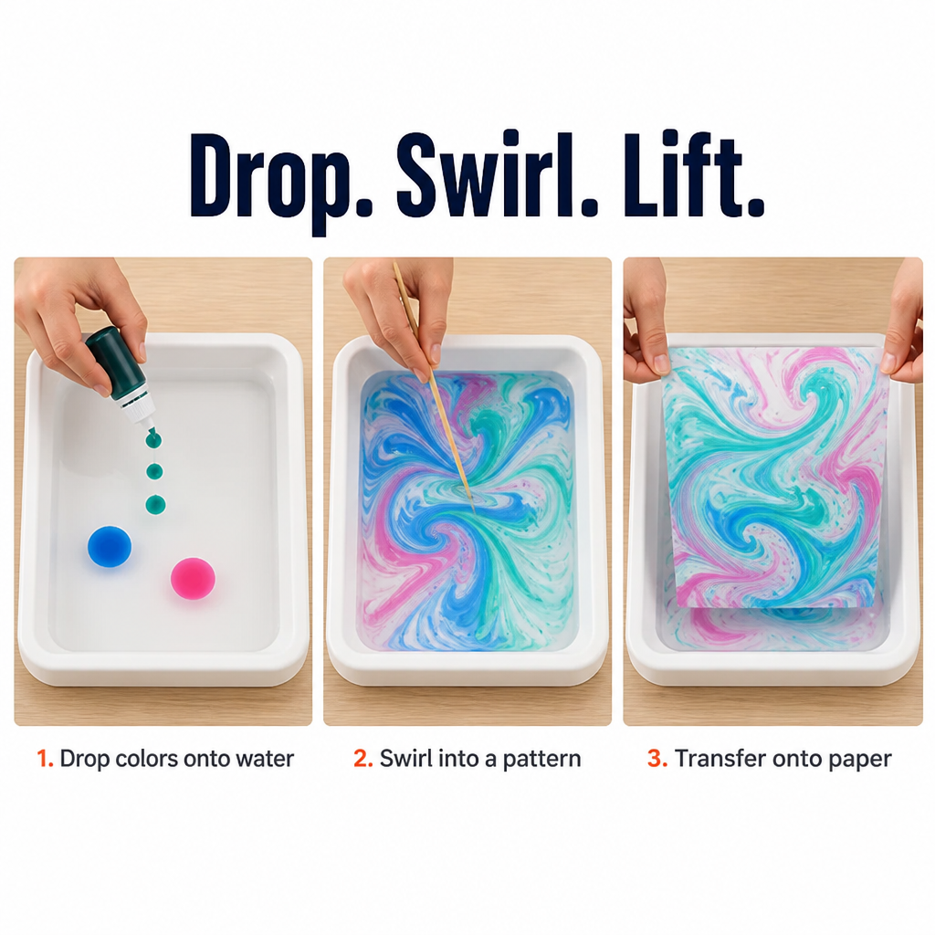 SplashMuse Marbling Paint Kit — Swirl, Lift & Hang Real Marbled Prints Kids Make Themselves - Esilora