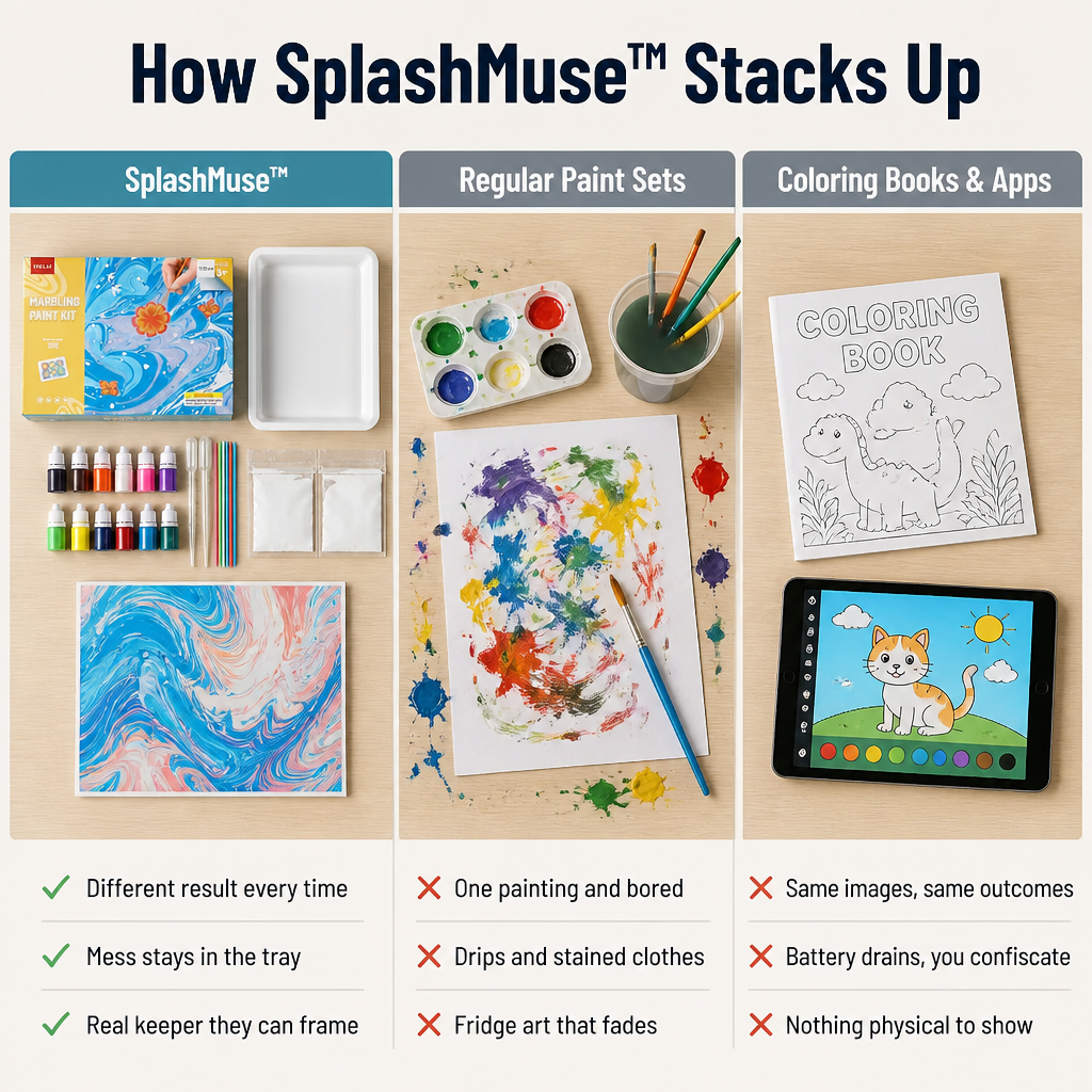 SplashMuse Marbling Paint Kit — Swirl, Lift & Hang Real Marbled Prints Kids Make Themselves - Esilora