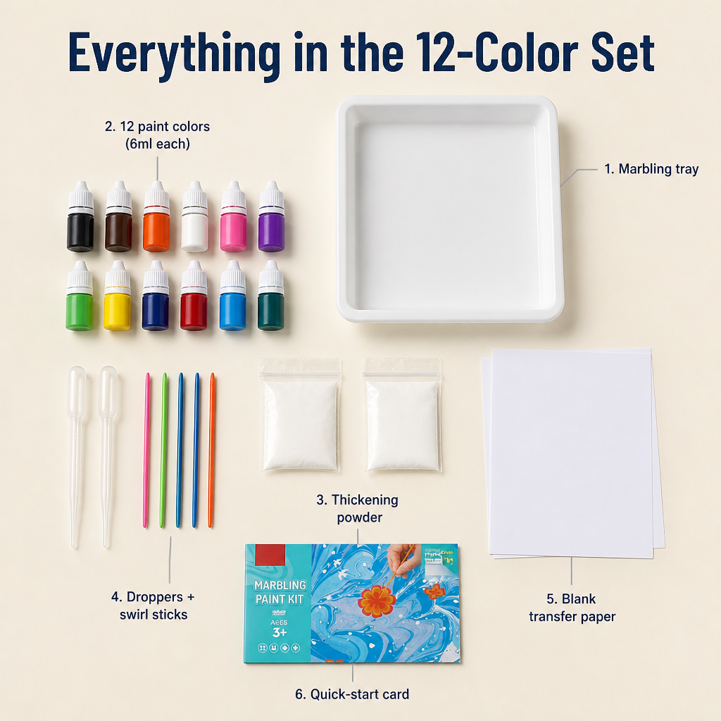 SplashMuse Marbling Paint Kit — Swirl, Lift & Hang Real Marbled Prints Kids Make Themselves - Esilora
