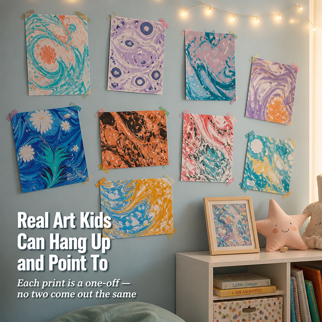SplashMuse Marbling Paint Kit — Swirl, Lift & Hang Real Marbled Prints Kids Make Themselves - Esilora