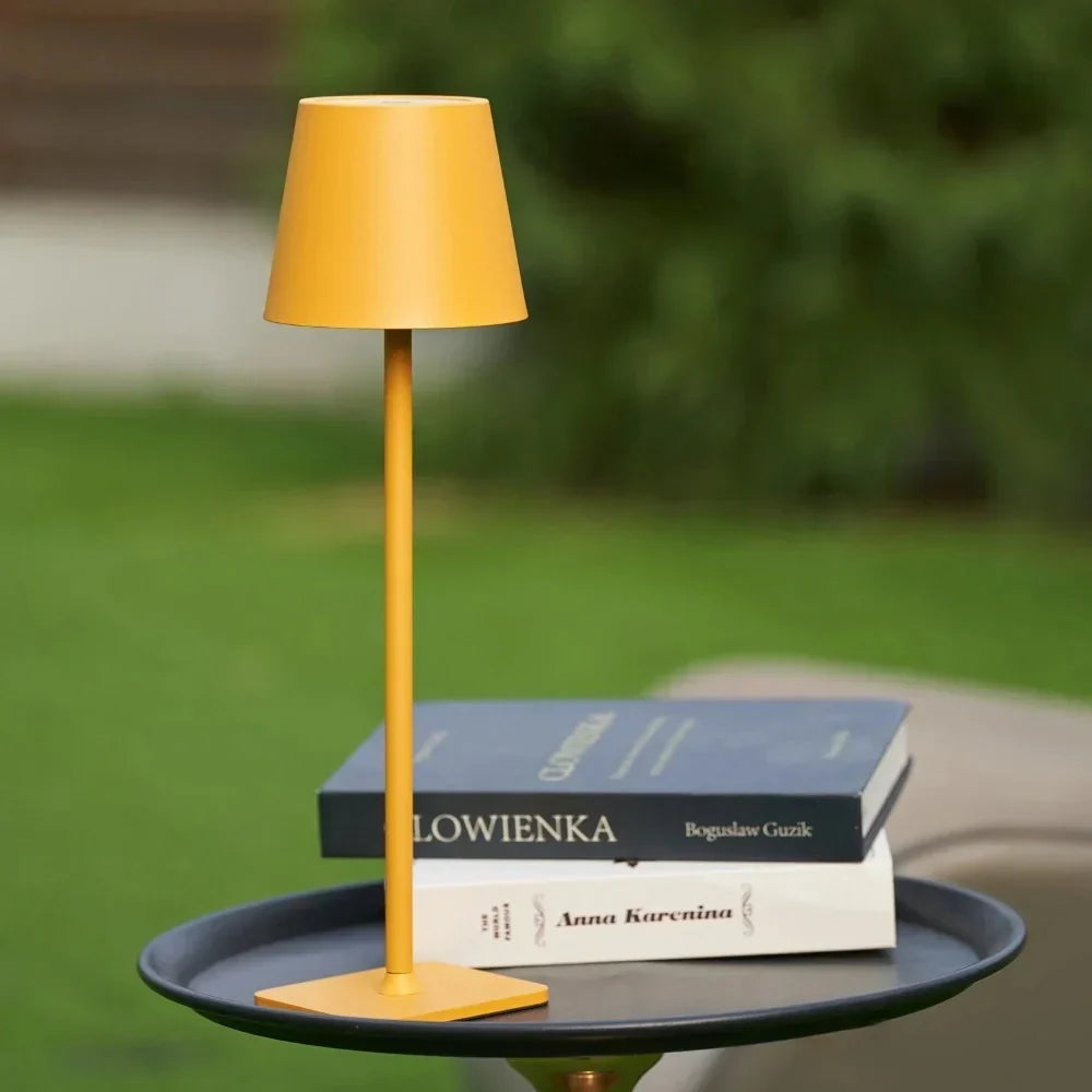 Modern Dimmable LED Table Lamp — Metal, Battery Powered, Touch Control, IP54 Weatherproof