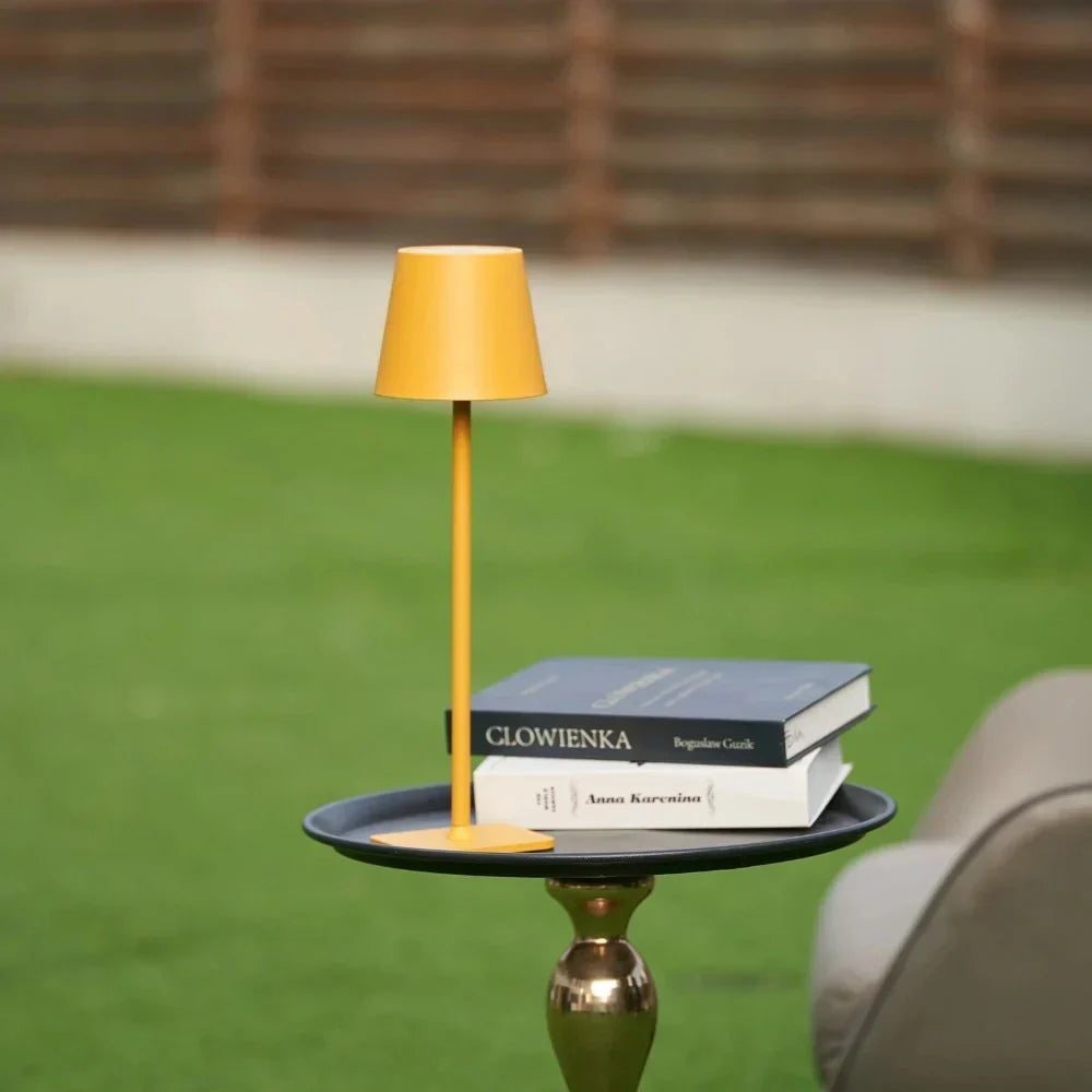 Modern Dimmable LED Table Lamp — Metal, Battery Powered, Touch Control, IP54 Weatherproof