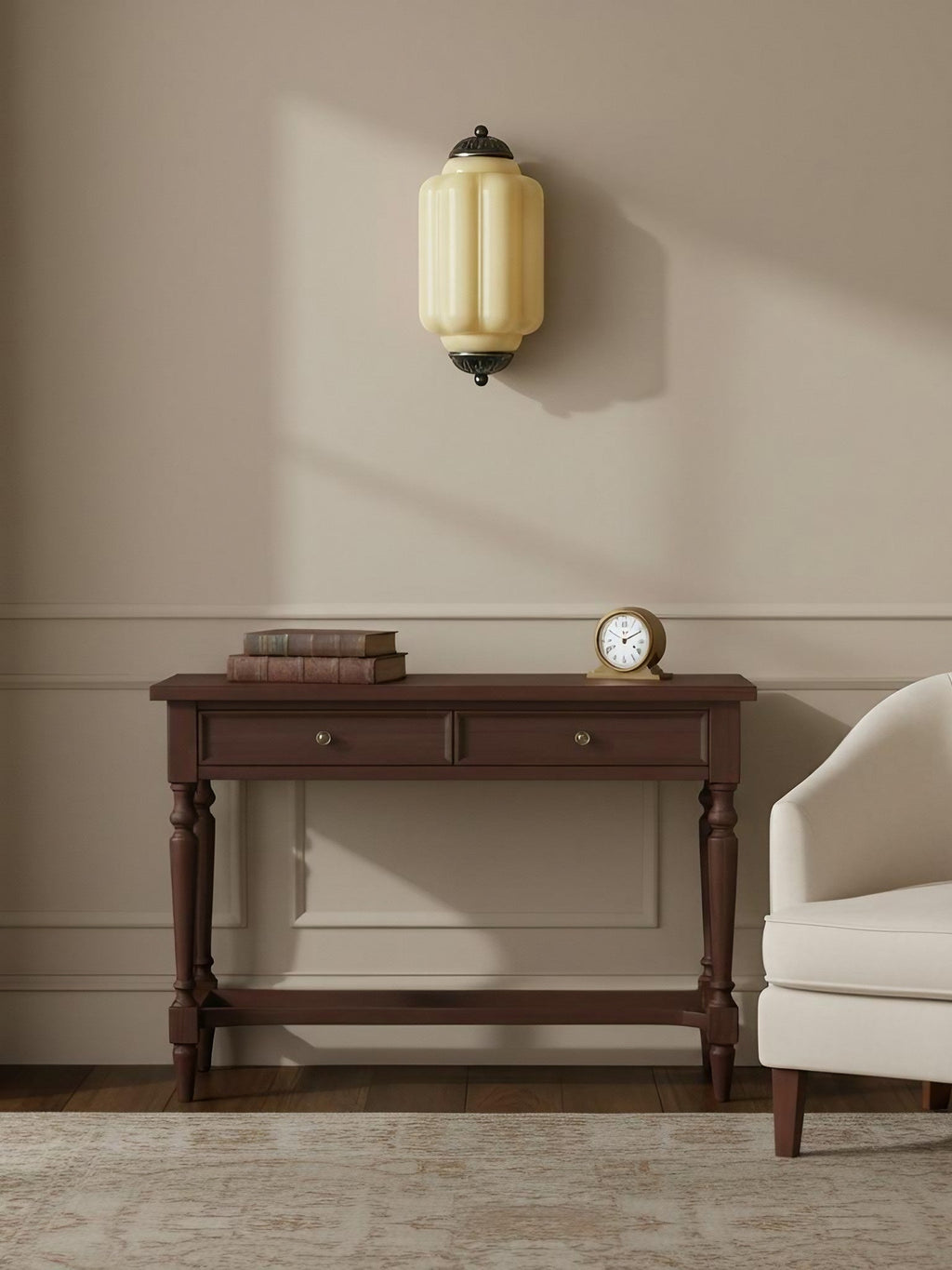 Vintage Milk Glass Flush Eloise Wall Sconce for Bedside Hallway | Esilora
