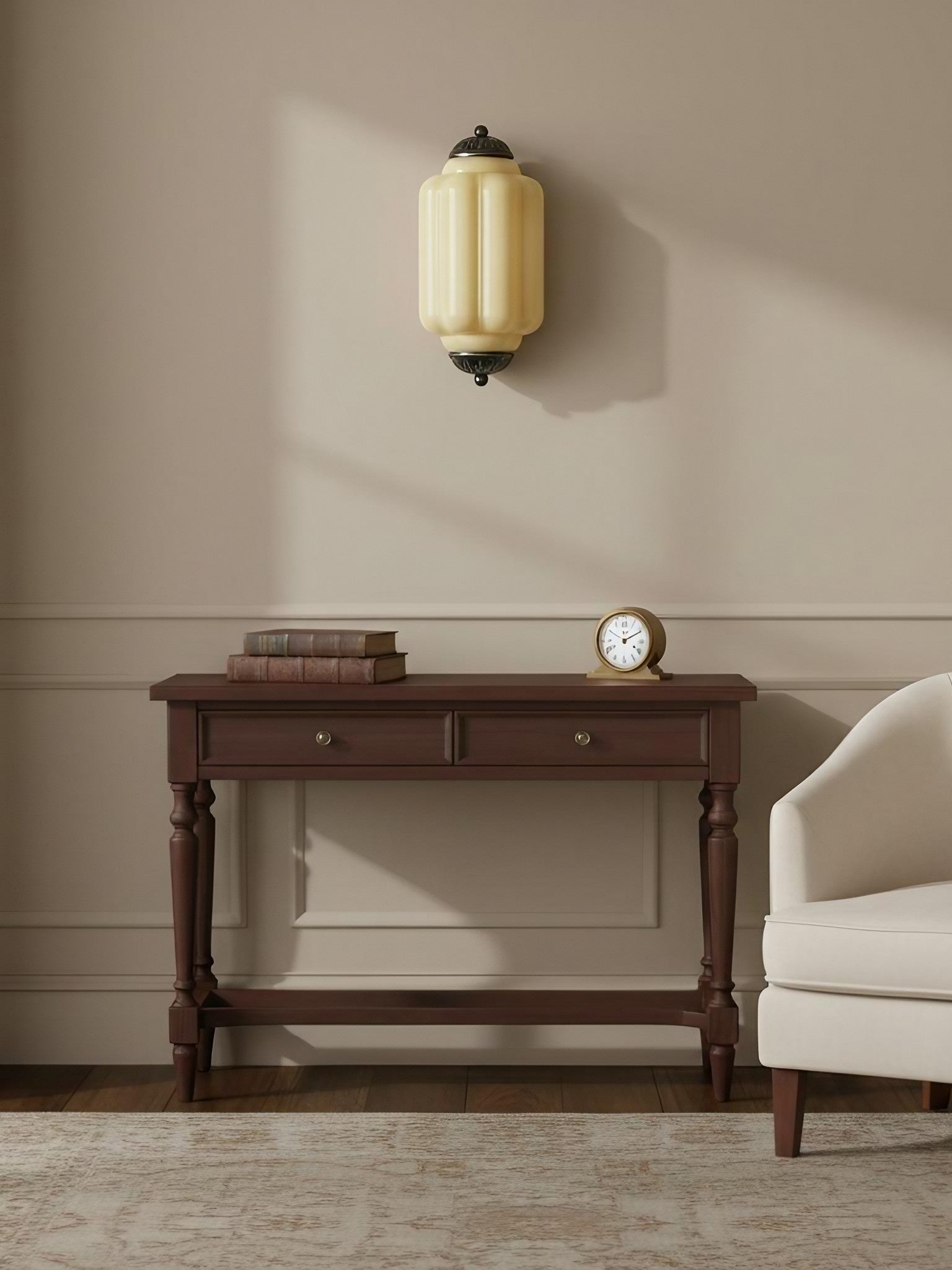 Vintage Milk Glass Flush Eloise Wall Sconce for Bedside Hallway | Esilora