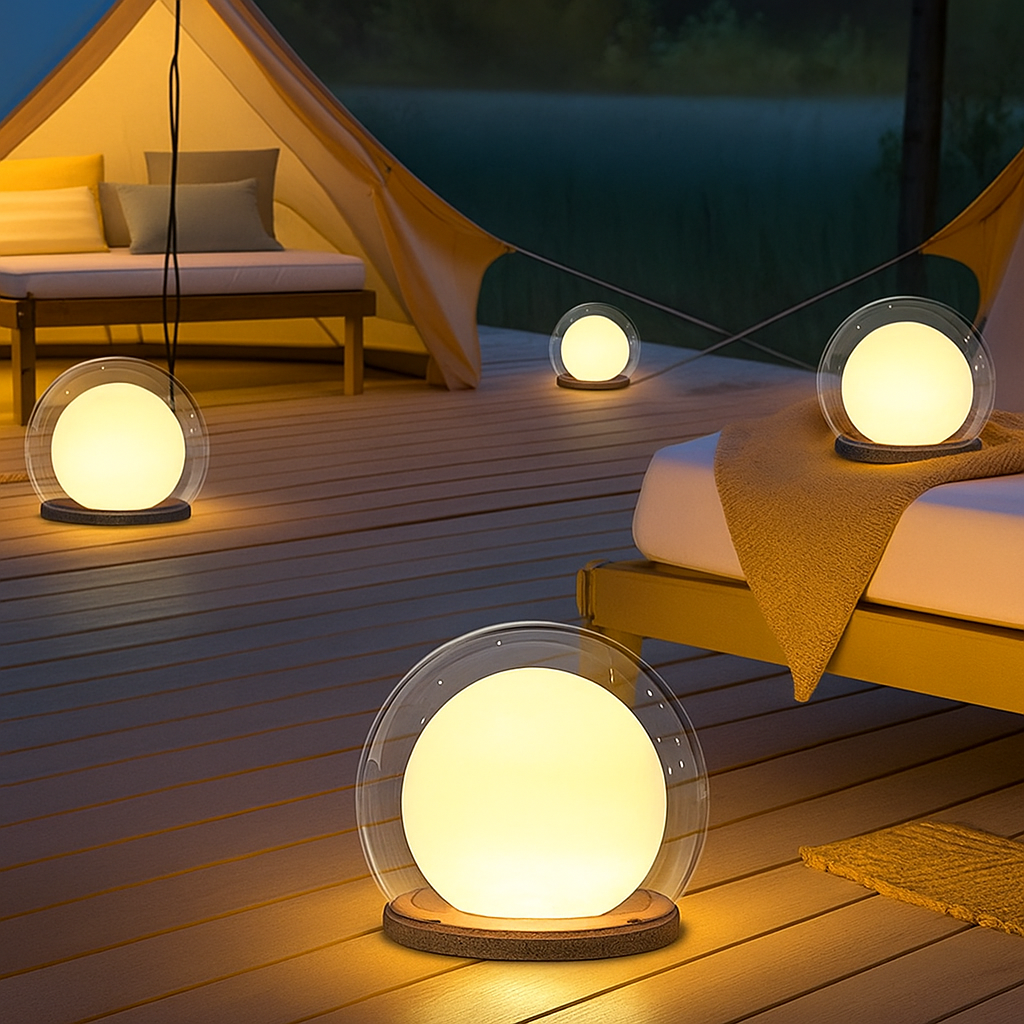 モダンなソーラーLEDボールランプ - プラスチック製屋外用球形ライト