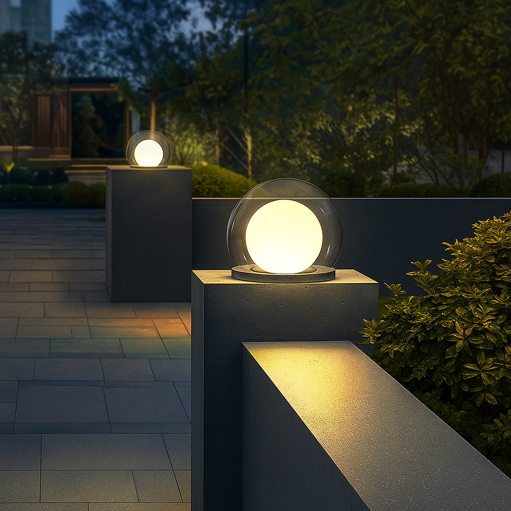 モダンなソーラーLEDボールランプ - プラスチック製屋外用球形ライト