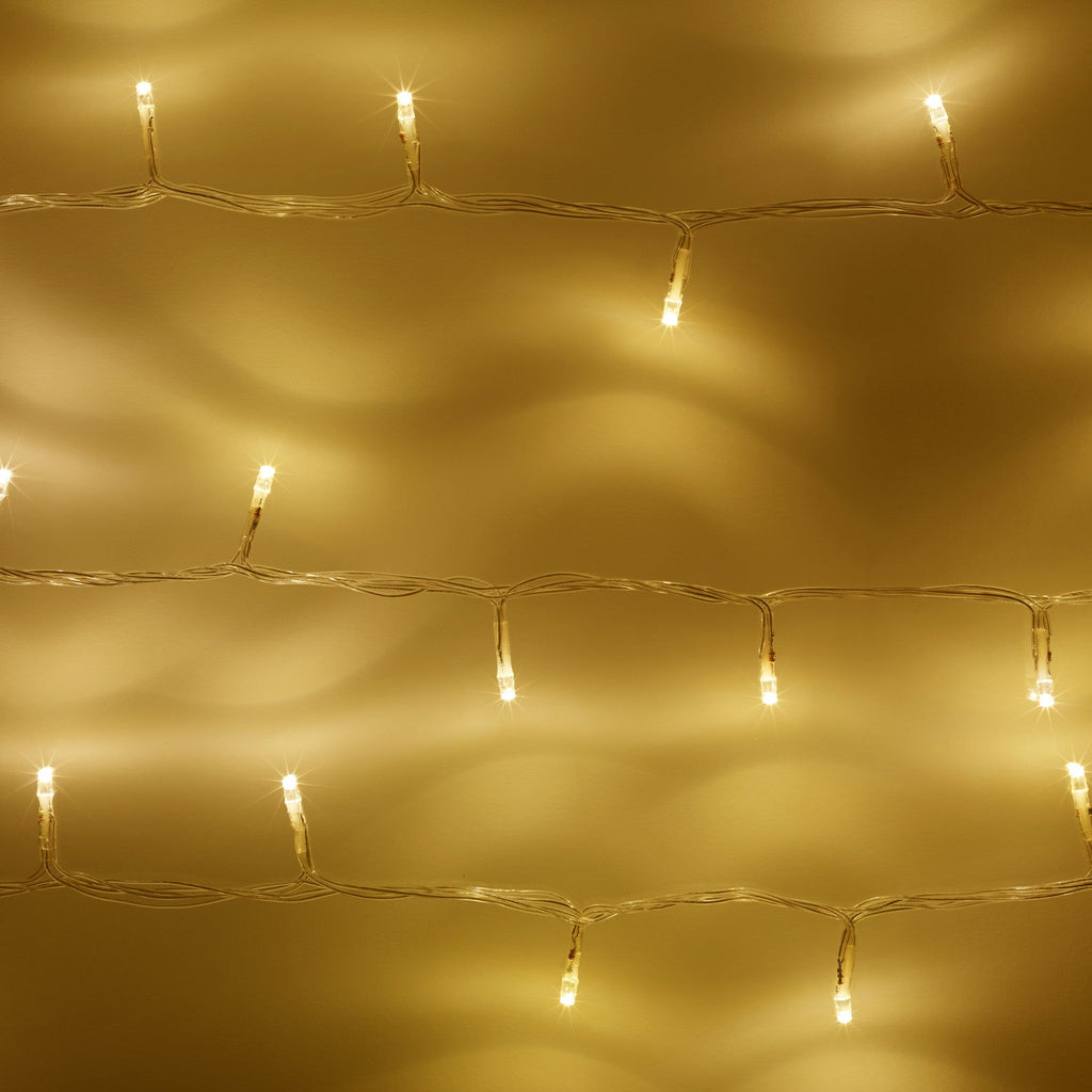 Instalație luminoasă LED cu 200 de becuri, lumină albă caldă - alimentată cu baterii, 20 Meter