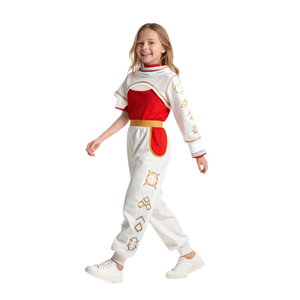 Set de costum de supererou pentru copii - jachetă alb-roșie, pantaloni, patru piese, pentru vârstele 3-10 ani